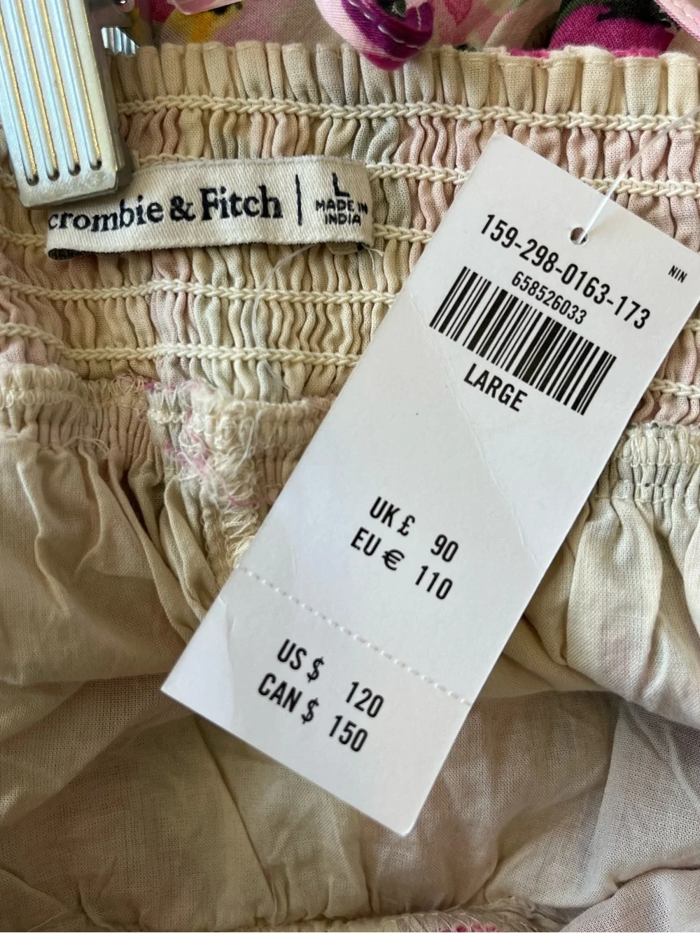 Abercrombie & Fitch Floral Pink Spaghetti-Strap tiered ruffle maxi dress size L